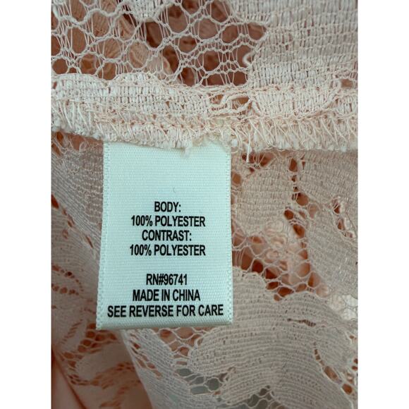 Blush Lace High Neck Blouse – Sheer Floral Romantic Top Size L - Picture 7 of 8